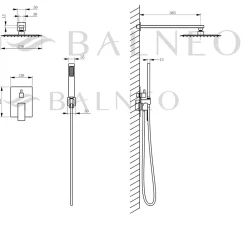 Colonne De Douche Mécanique|Balneo Système de douche avec pommeau de pluie argent brossé Acier inoxydable - Mitigeur de douche avec douchette CASCADE INOX