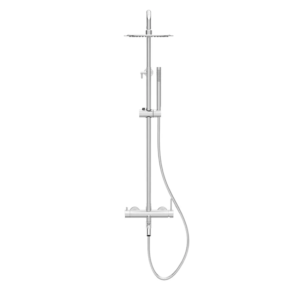 Balneo Système de douche avec pommeau de pluie argent Acier inoxydable - Mitigeur de douche avec douchette CASCADE CHROME
