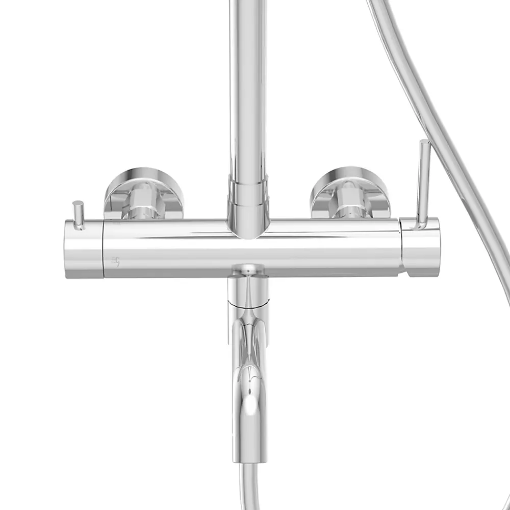 Balneo Système de douche avec pommeau de pluie argent Acier inoxydable - Mitigeur de douche avec douchette CASCADE CHROME