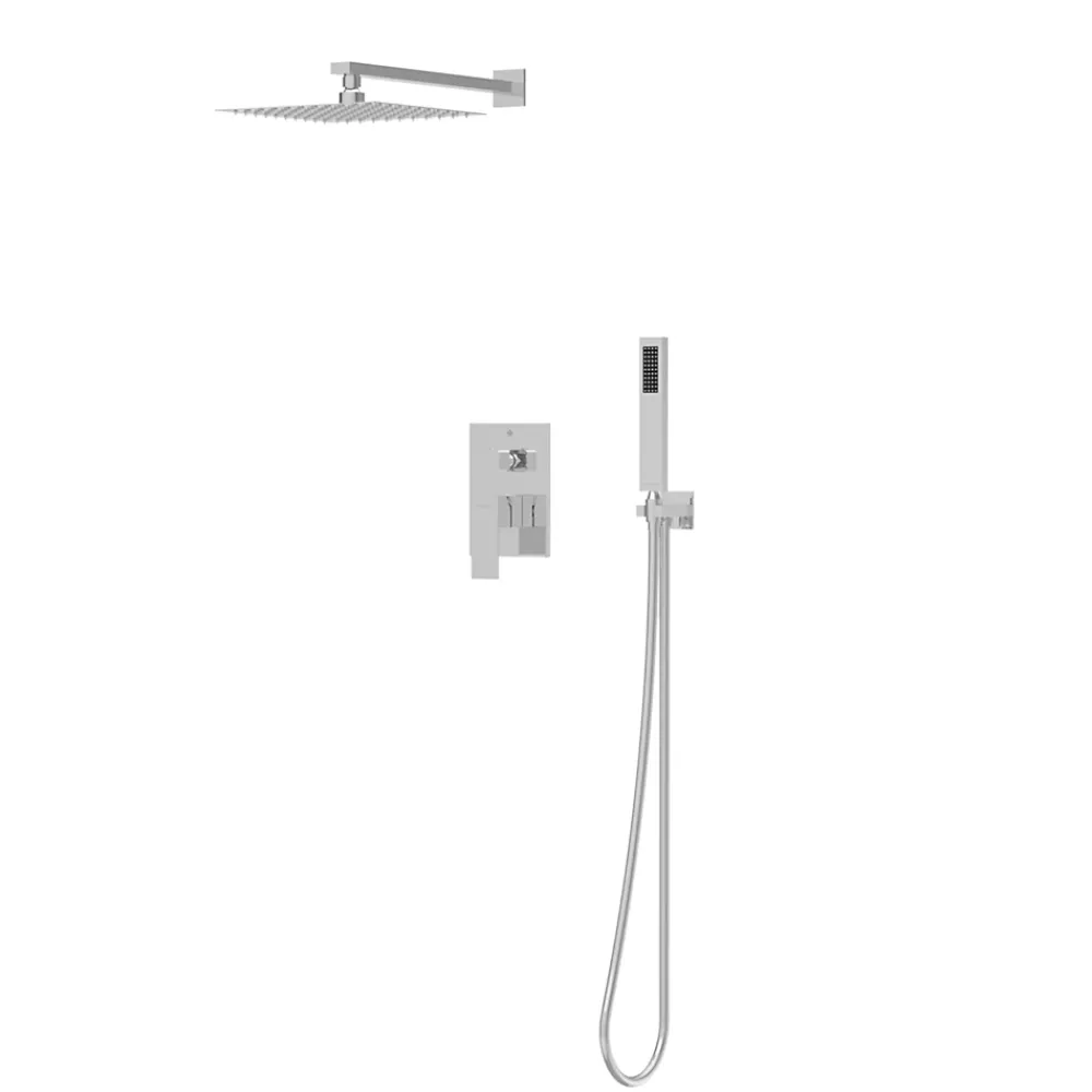 Balneo Système de douche avec pommeau de pluie argent Acier inoxydable - Mitigeur de douche avec douchette CASCADE