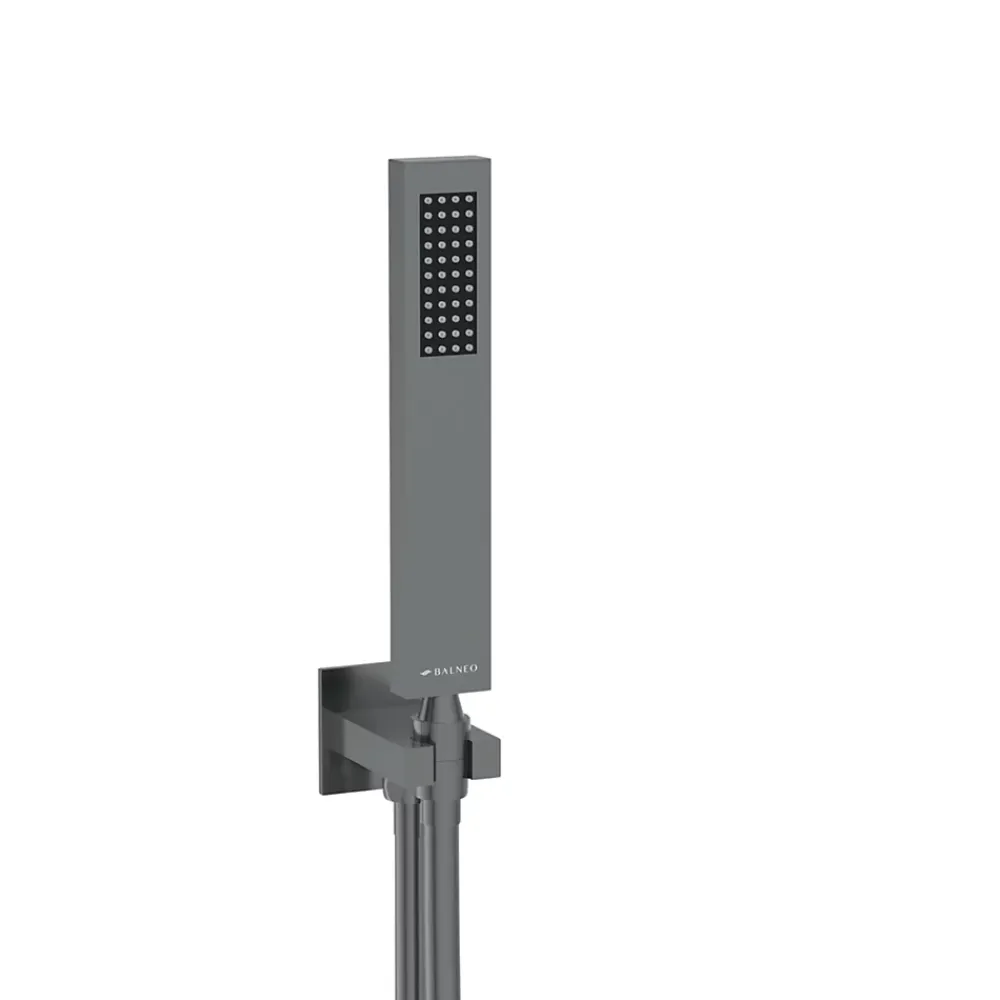 Balneo Système de douche avec pommeau de pluie GUN METAL gris foncé Acier inoxydable - Mitigeur de douche avec douchette CASCADE
