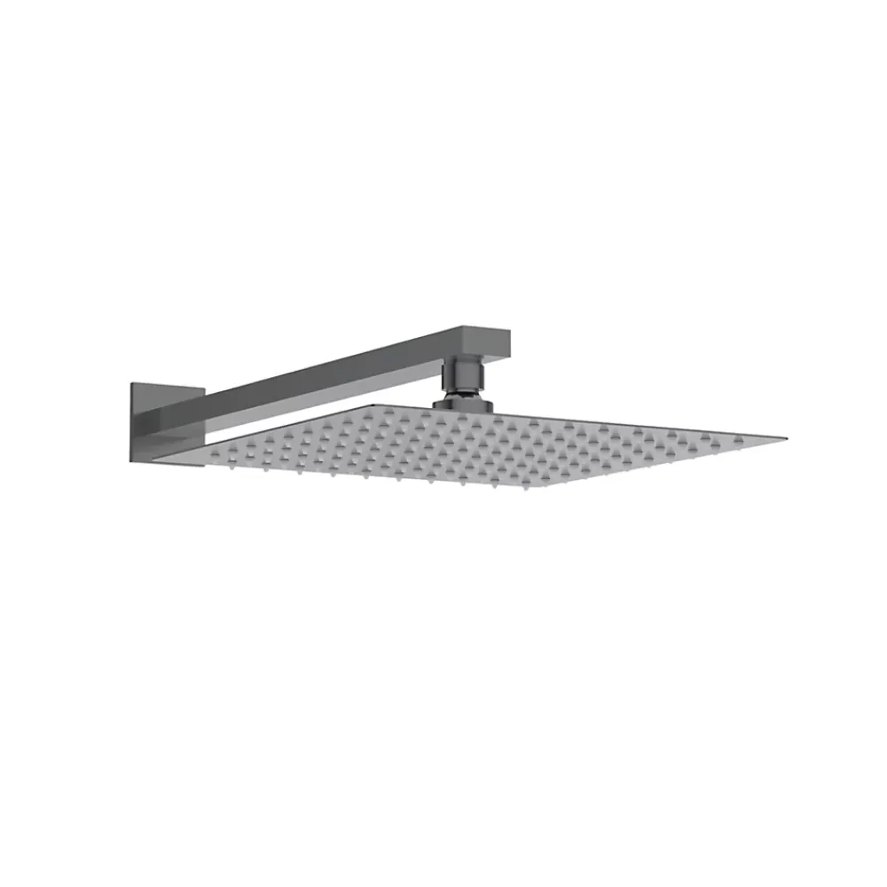 Balneo Système de douche avec pommeau de pluie GUN METAL gris foncé Acier inoxydable - Mitigeur de douche avec douchette CASCADE