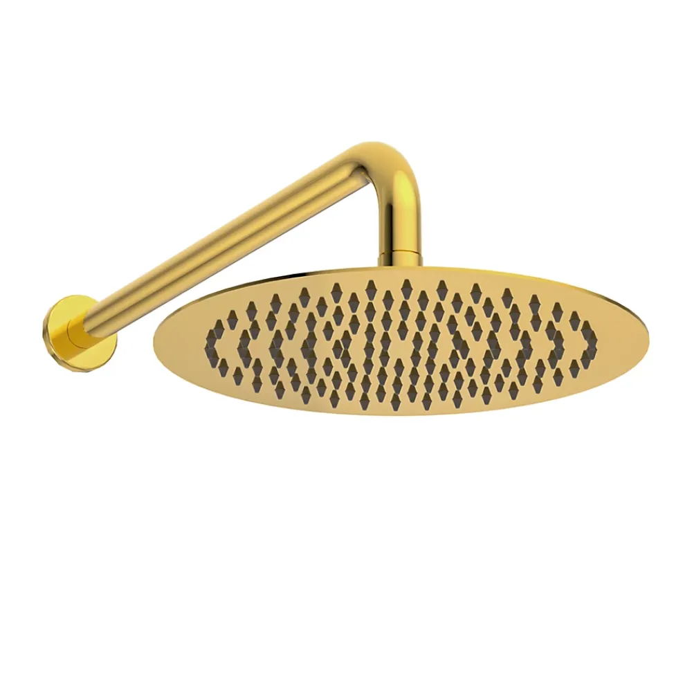 Balneo Système de douche avec pommeau de pluie or brillant Acier inoxydable - Mitigeur de douche avec douchette CASCADE