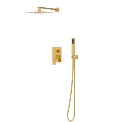 Colonne De Douche Mécanique|Balneo Système de douche avec pommeau de pluie or brillant Acier inoxydable - Mitigeur de douche avec douchette CASCADE