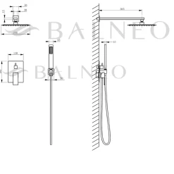 Colonne De Douche Mécanique|Balneo Système de douche avec pommeau de pluie or brillant Acier inoxydable - Mitigeur de douche avec douchette CASCADE