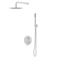 Colonne De Douche Mécanique|Balneo Système de douche avec pommeau de pluie argent brossé Acier inoxydable - Mitigeur de douche avec douchette CASCADE INOX