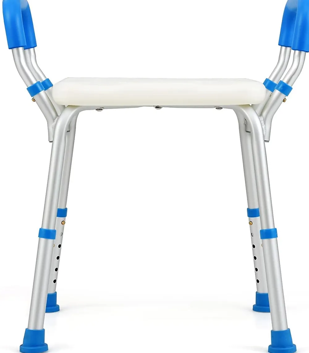 Siège De Douche|Giantex Banc de Douche à 2 Niveaux en HDPE, Tabouret de Bain Imperméable, pour Intérieur et Extérieur Salle de Bain, Entrée, Balcon, Bleu