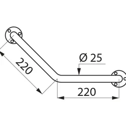 Delabie Barre d'appui coudée inox - diamètre 25 mm -