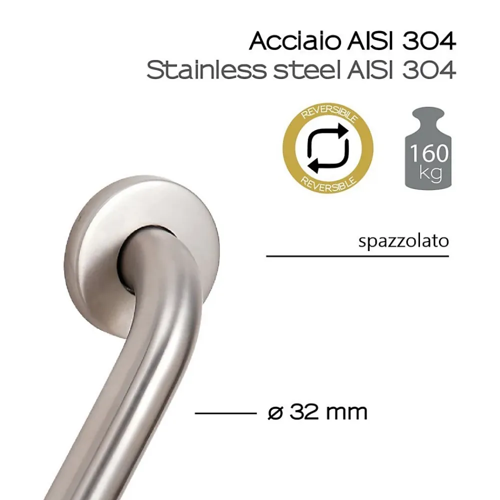Kiamami Valentina Barre D'appui D'angle Chrome Brossé - Loto
