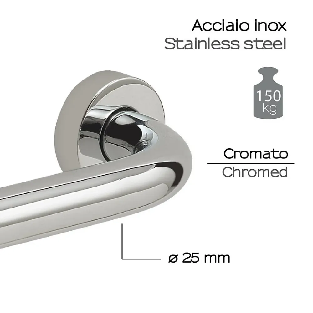 Kiamami Valentina Barre D'appui De Sécurité Pour Salle De Bain 30Cm En Acier Chromé