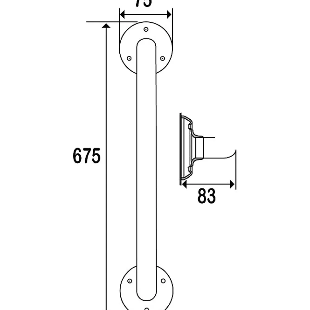 Barre D'Appui|Pellet Barre d'appui droite - 675 mm - Diamètre 25 mm - laiton nickelé chromé - Godonnier