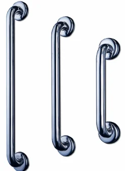 AKW Barre d'appui droite en acier inoxydable - Longueur 600 mm - INOX recouvert d'époxy BLANC