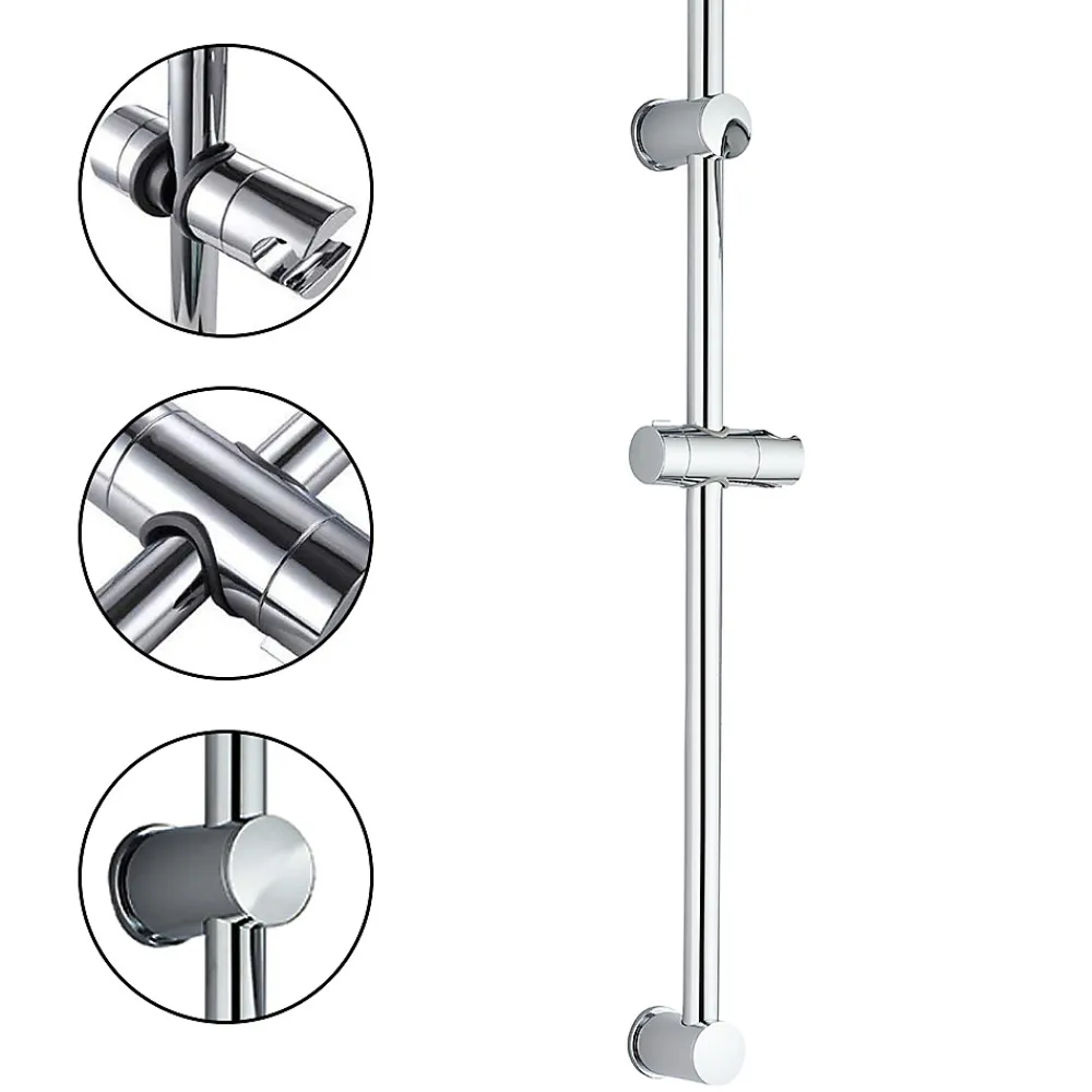 Kibath Barre de douche avec équipement TREN de 65,5 cm, finition chrome poli, en laiton