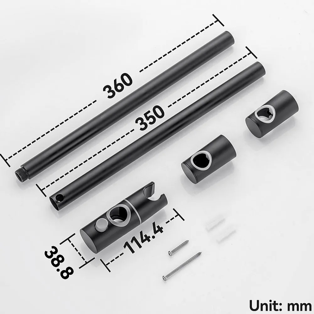 Auralum Max Barre de Douche en inox 70 cm avec Support de Pommeau de Douche, fixations murales réglables, Noir