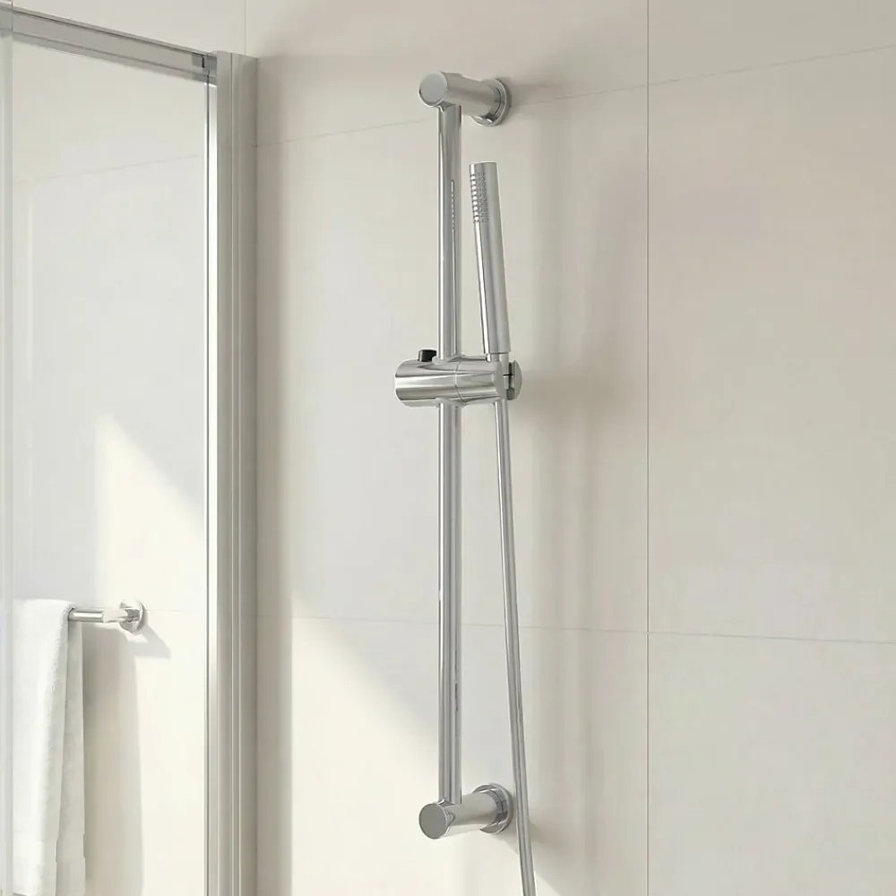Barre de douche standard réglable fixation murale coloris chrome L.64,5 cm