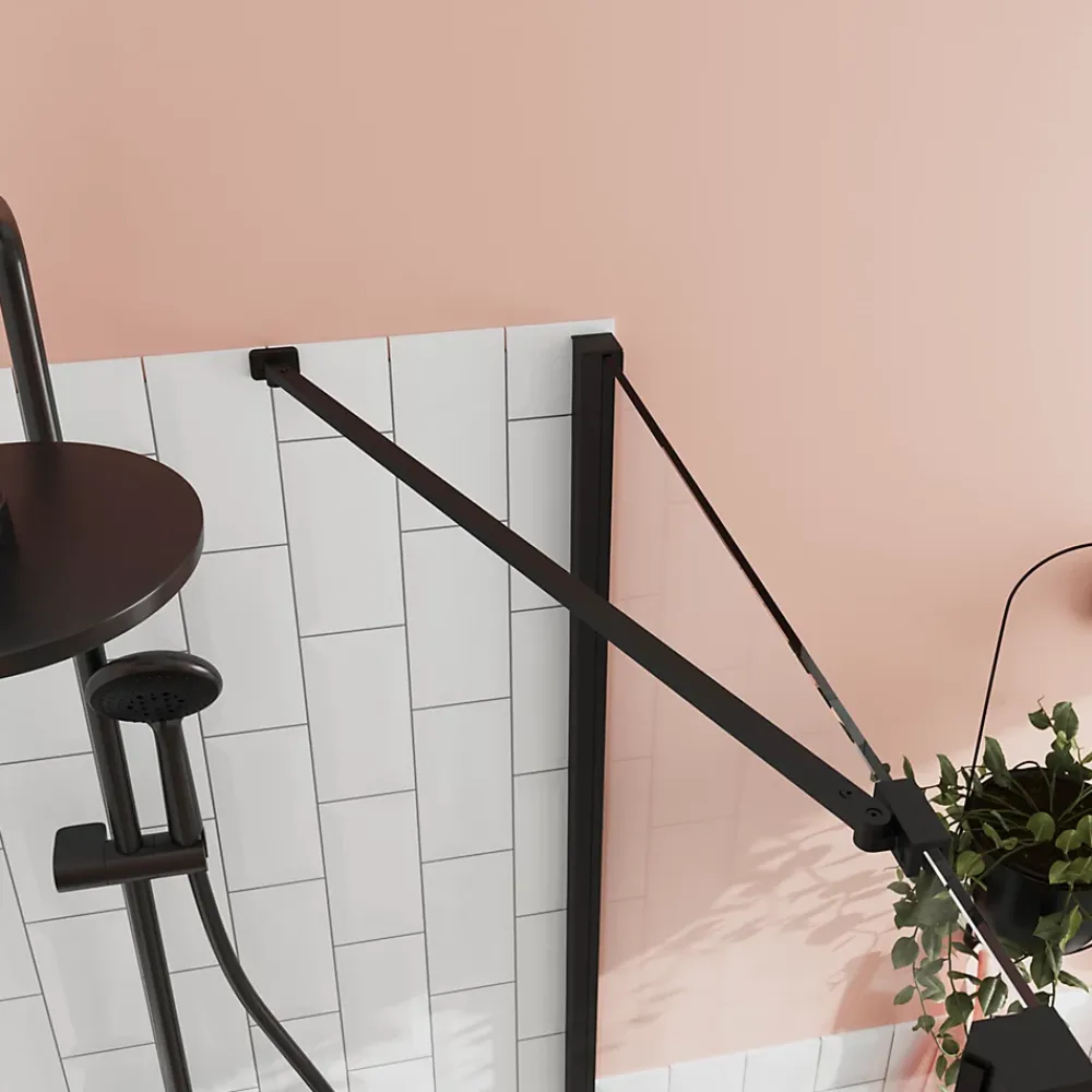Paroi De Douche|GoodHome Barre de fixation/stabilisation pour paroi de douche L.70 cm, alu noir, Ledava
