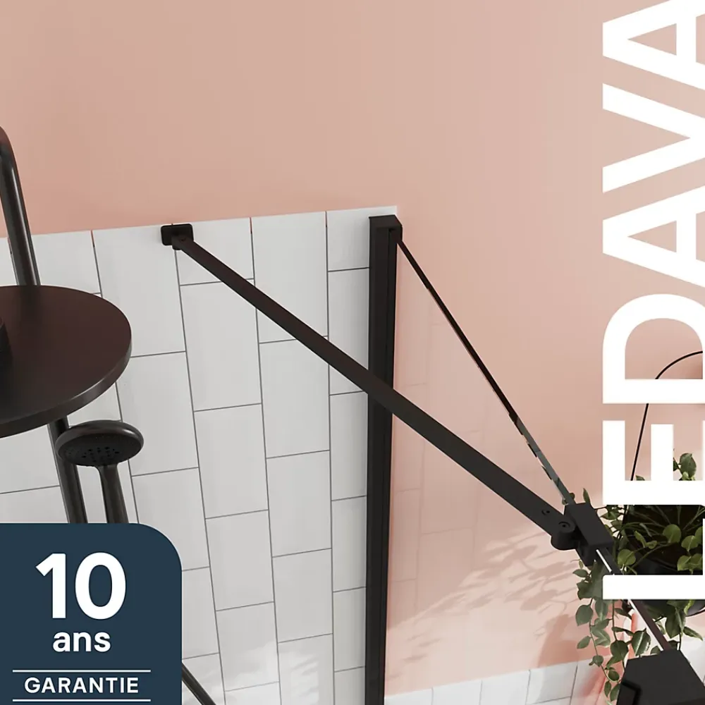 Paroi De Douche|GoodHome Barre de fixation/stabilisation pour paroi de douche L.70 cm, alu noir, Ledava