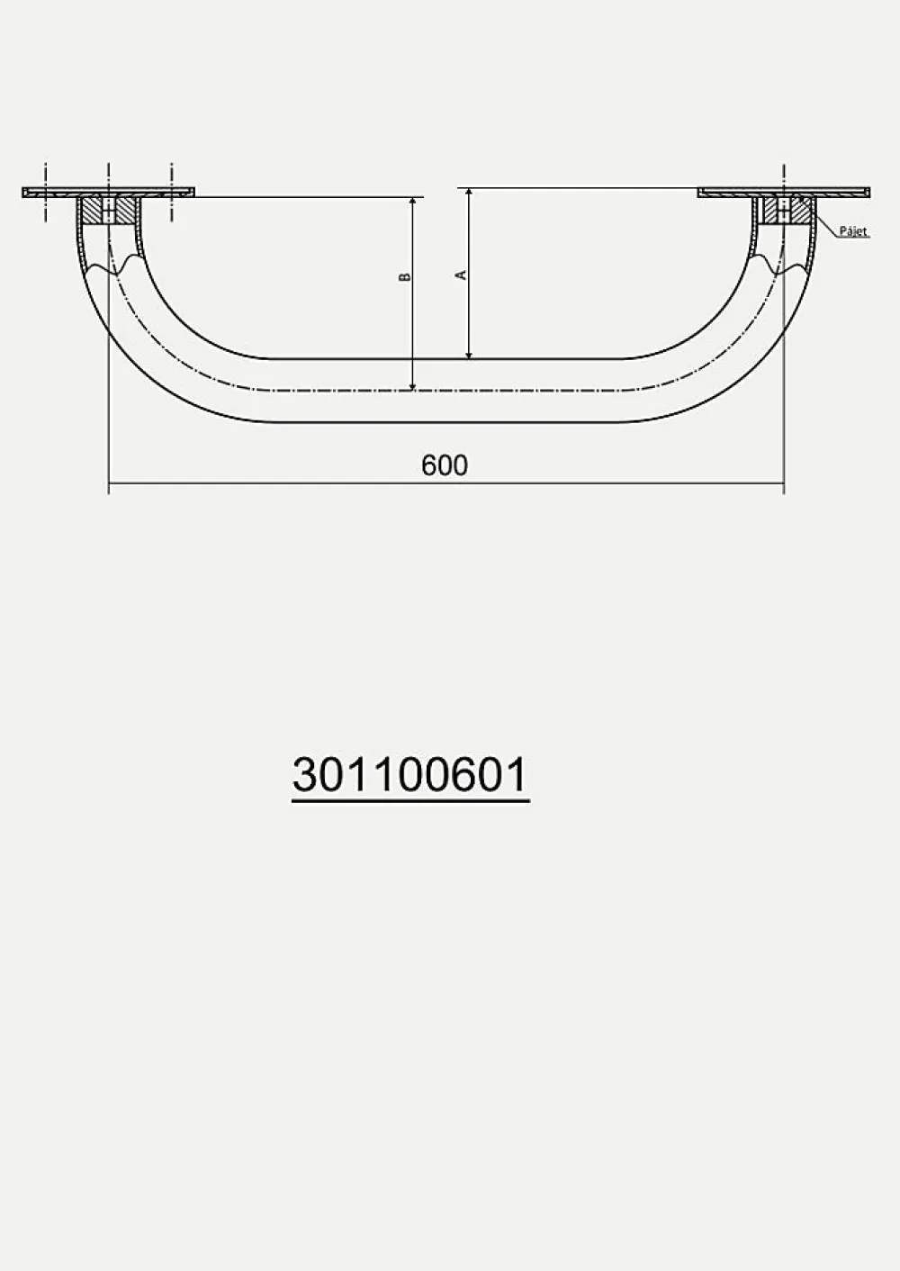 Bemeta Barre de maintien de douche HELP en acier inoxydable-68x8x10,6cm--