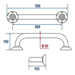 Barre D'Appui|Godonnier Barre de redressement en laiton chromé 50 cm