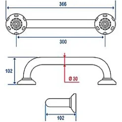 Barre D'Appui|Godonnier Barre de redressement en laiton chromé 30 cm