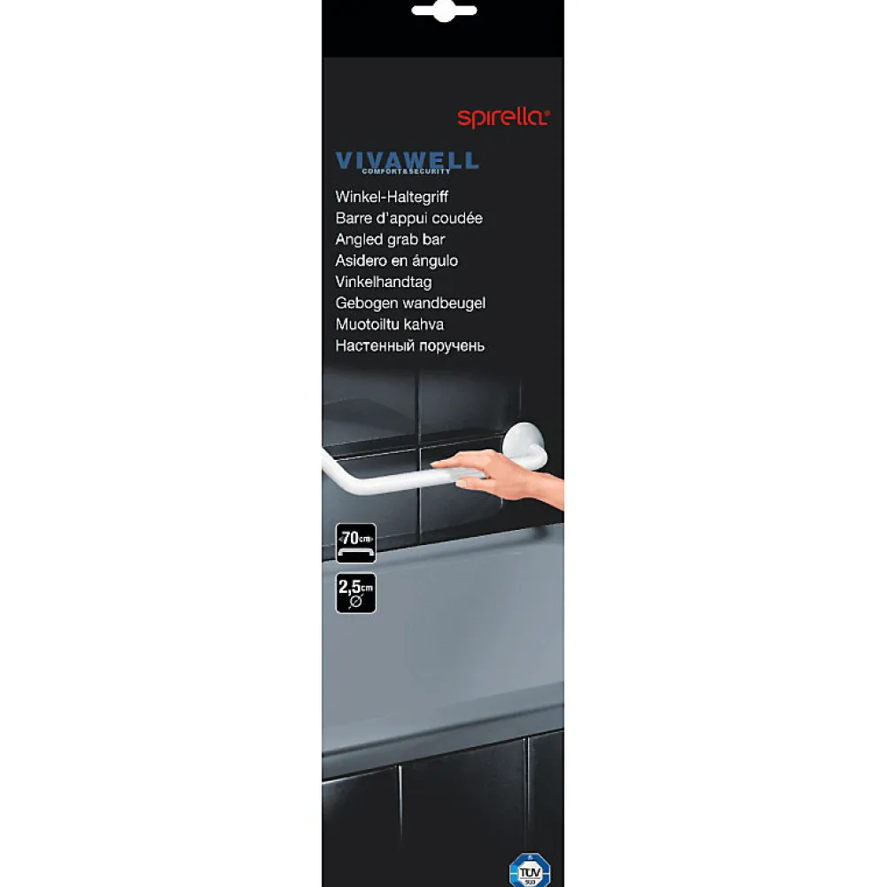 Barre D'Appui|Spirella Barre de redressement ou d'appui coudée ECO Acier Inox 71cm Blanc