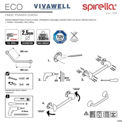 Barre D'Appui|Spirella Barre de redressement ou d'appui coudée ECO Acier Inox 71cm Blanc