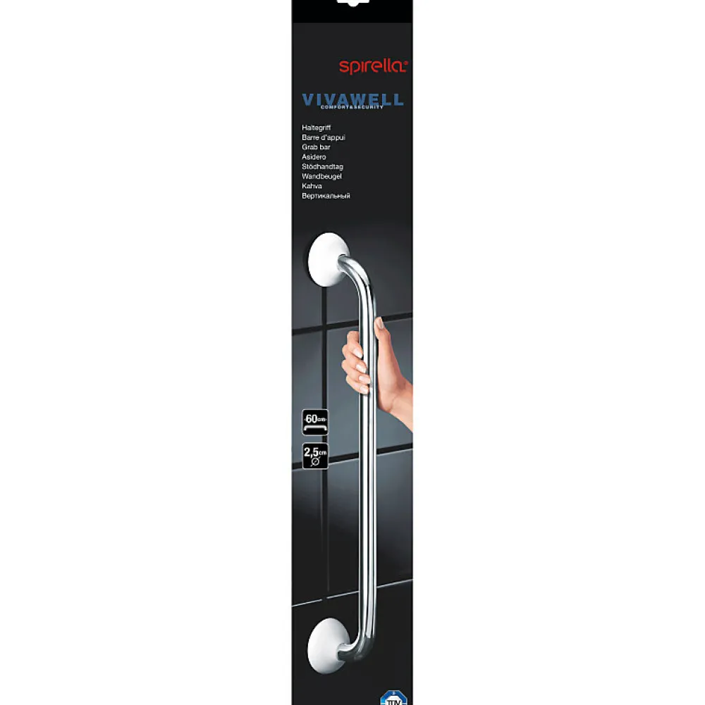 Spirella Barre de redressement ou d'appui ECO Acier Inox 60cm Chrome