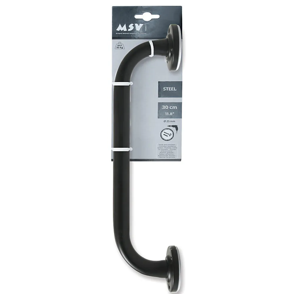 MSV Barre de redressement ou d'appui Acier 30cm Noir mat