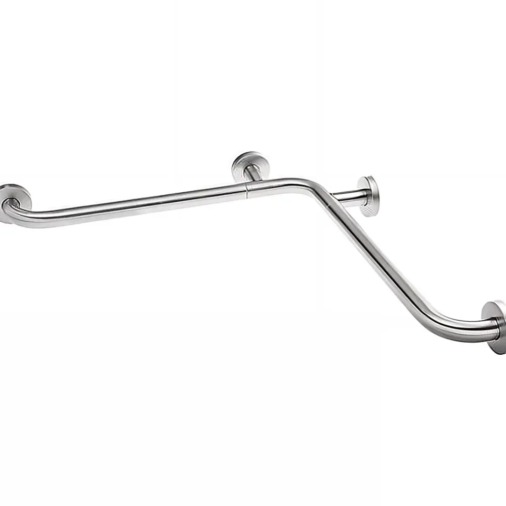 Barre D'Appui|Sanindusa Barre de relèvement en angle coudée à 90 PMR normes handicapé NewWCCare inox brossé