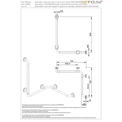 Barre D'Appui|Sanindusa Barre de relèvement et appui en angle horizontal et vertical PMR normes handicapé NewWCCare inox brossé