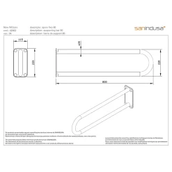 Sanindusa Barre de relèvement et appui WC murale en U PMR normes handicapé NewWCCare inox brossé