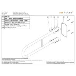 Sanindusa Barre de relèvement et appui WC murale en U PMR normes handicapé NewWCCare inox brossé