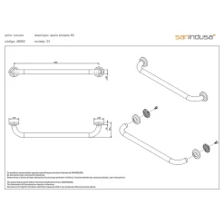 Barre D'Appui|Sanindusa Barre de relèvement et appui murale PMR normes handicapé WcCare 60 blanc