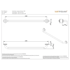 Barre D'Appui|Sanindusa Barre de relèvement et appui droite PMR normes handicapé NewWCCare 100 inox brossé
