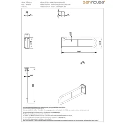 Barre D'Appui|Sanindusa Barre de relèvement et appui WC murale en U rabattable PMR normes handicapé NewWCCare 80 inox brossé