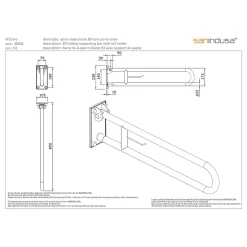 Barre D'Appui|Sanindusa Barre de relèvement WC murale en U rabattable avec porte rouleaux PMR normes handicapé NewWCCare 83 blanche