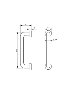 Thirard Barre droite de maintien, inox 304, longueur 300mm, diamètre 19mm, finition inox brossé -