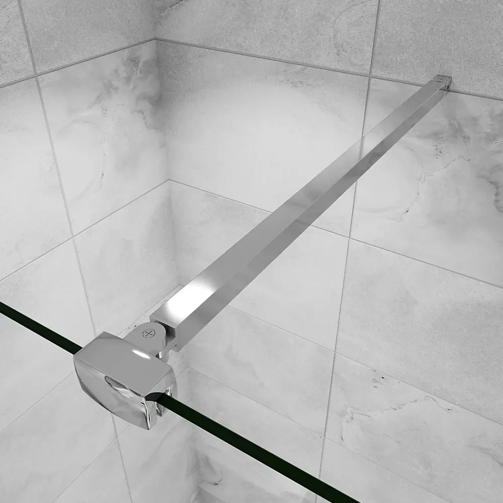AICA Sanitaire Barre stabilisatrice 90 cm alu chrome - Verre 6-10 mm avec pince renforcée