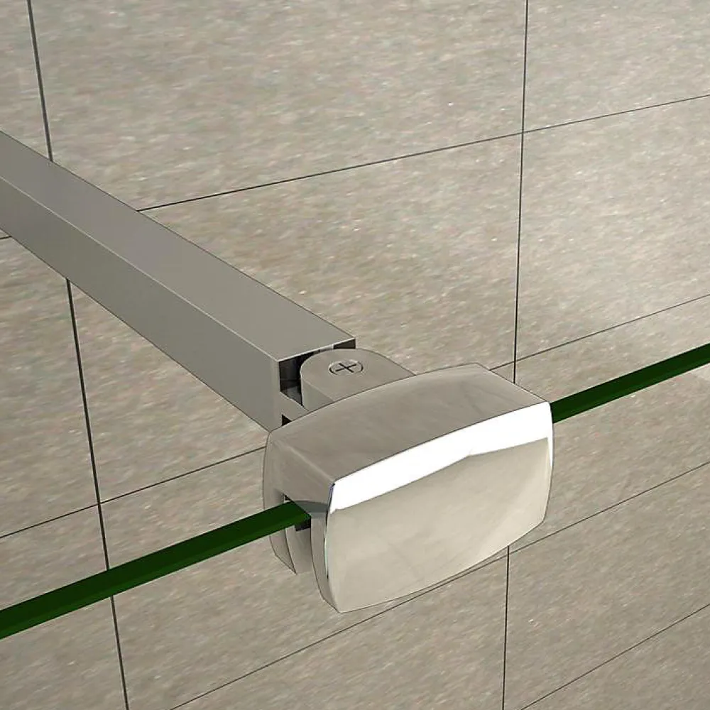 AICA Sanitaire Barre stabilisatrice 90 cm alu chrome - Verre 6-10 mm avec pince renforcée