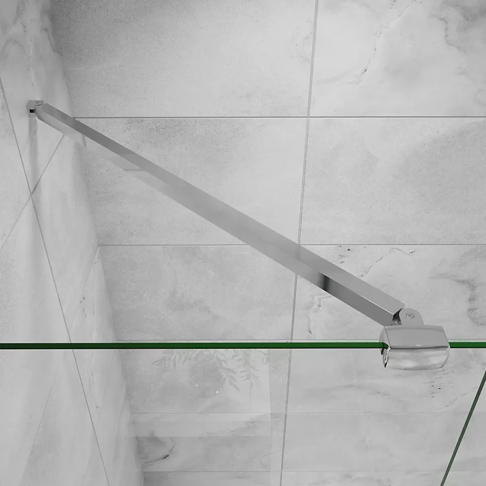 AICA Sanitaire Barre stabilisatrice 90 cm alu chrome - Verre 6-10 mm avec pince renforcée