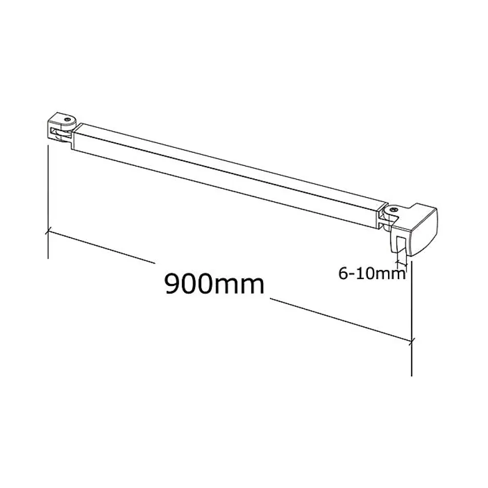 AICA Sanitaire Barre stabilisatrice 90 cm alu chrome - Verre 6-10 mm avec pince renforcée