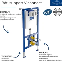 Villeroy & Boch Bati support wc VILLEROY ET BOCH Viconnect avec plaque chromée
