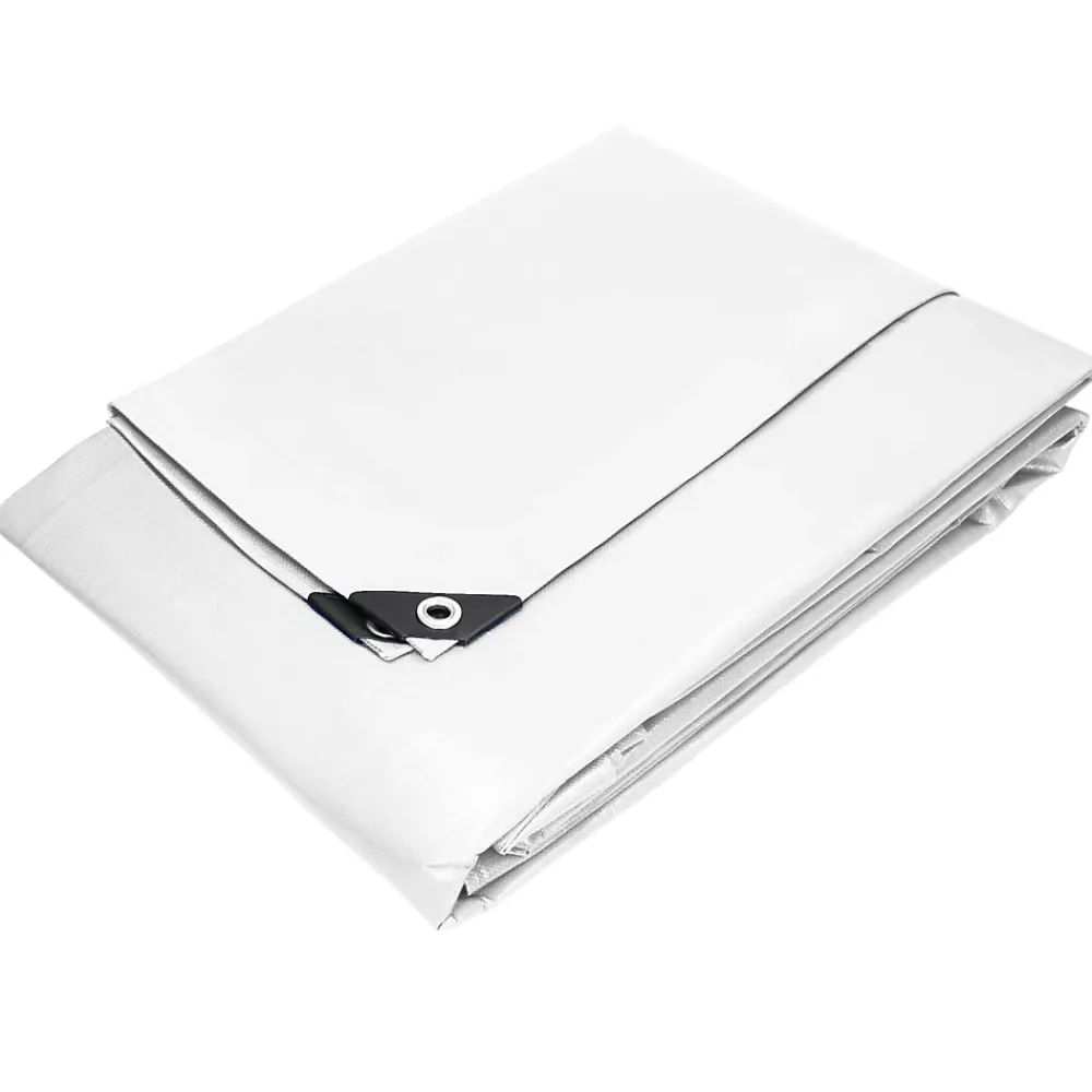 ECD Germany Bâche de couverture étanche protection en PE avec oeillets 6x12 m 260g/m² blanc