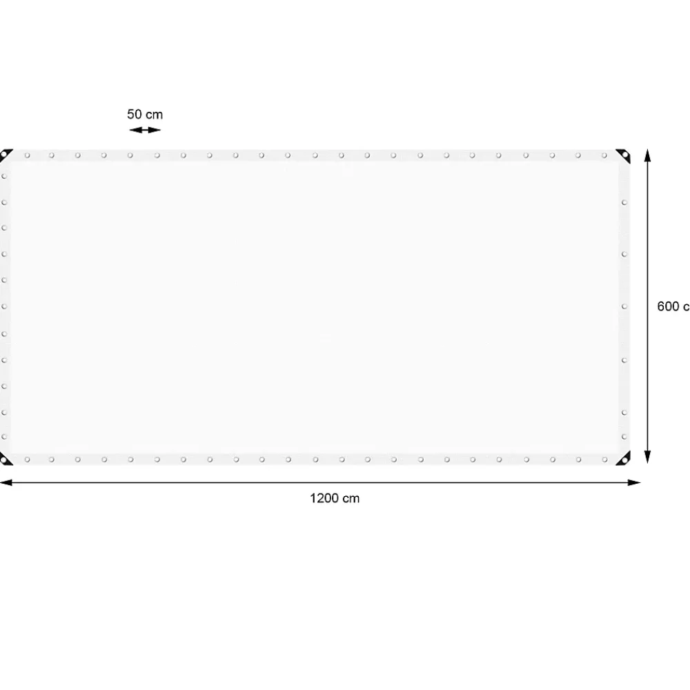 ECD Germany Bâche de couverture étanche protection en PE avec oeillets 6x12 m 260g/m² blanc