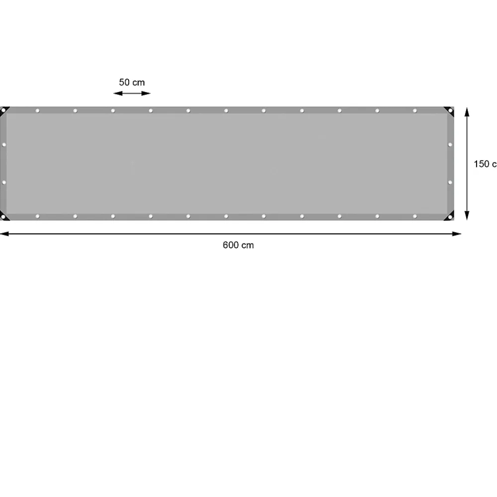 ECD Germany Bâche de couverture étanche protection en PE avec oeillets 1,5x6 m 260 g/m² gris