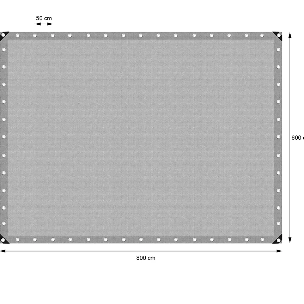 ECD Germany Bâche de couverture étanche protection en PE avec oeillets 6x8 m 260 g/m² gris