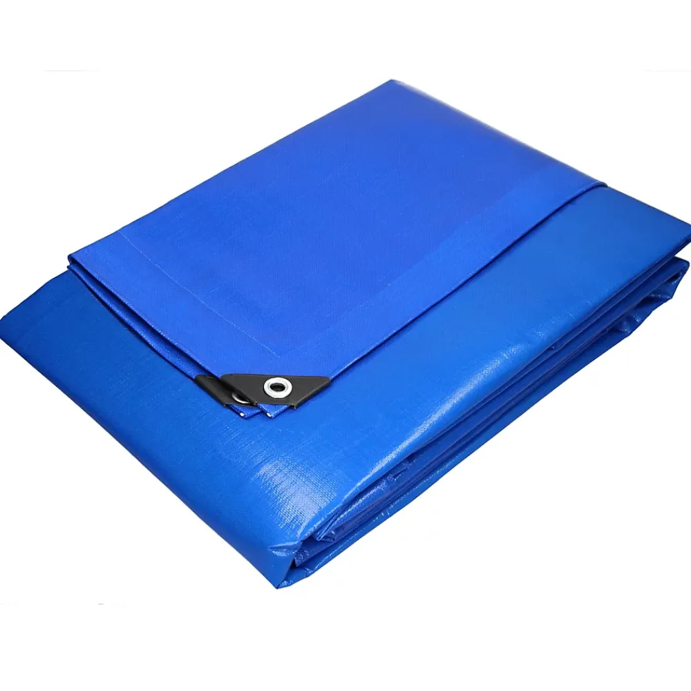 ECD Germany Bâche de couverture étanche protection en PE avec oeillets 6x10 m 260 g/m² bleu