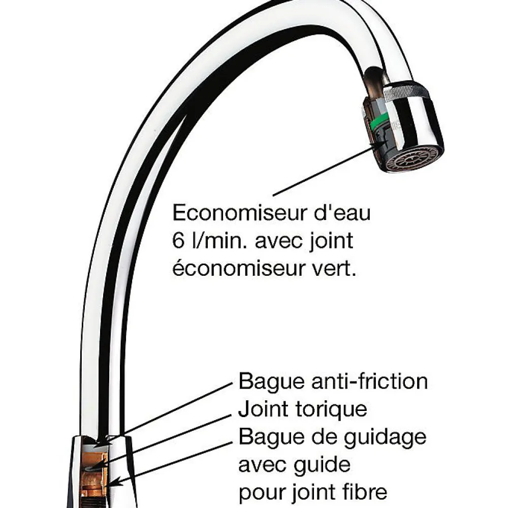 Delabie Bec par dessus - F 1/2' - 150 mm - Avec aérateur -