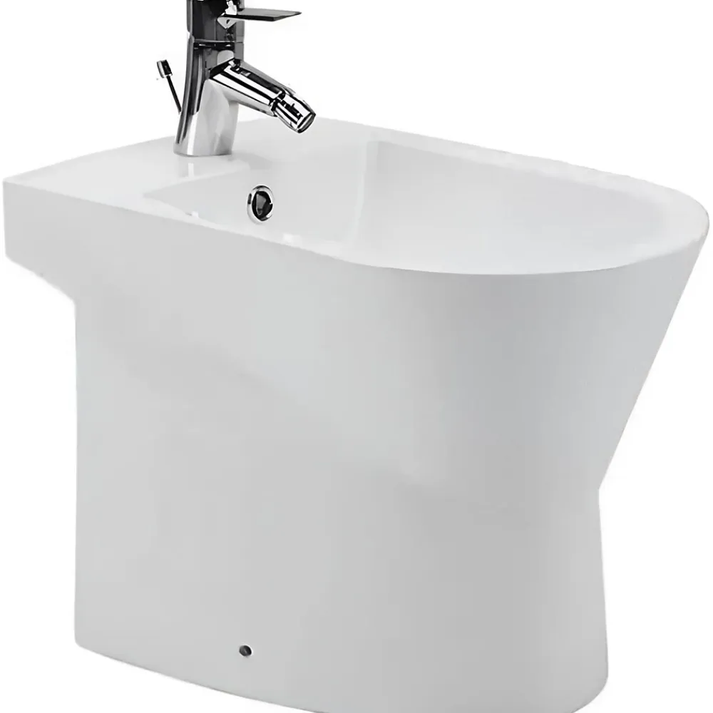 Bidet|Sanindusa Bidet à poser au sol céramique traditionnelle UrbY 55x35 blanc (robinet et vidage non inclus)