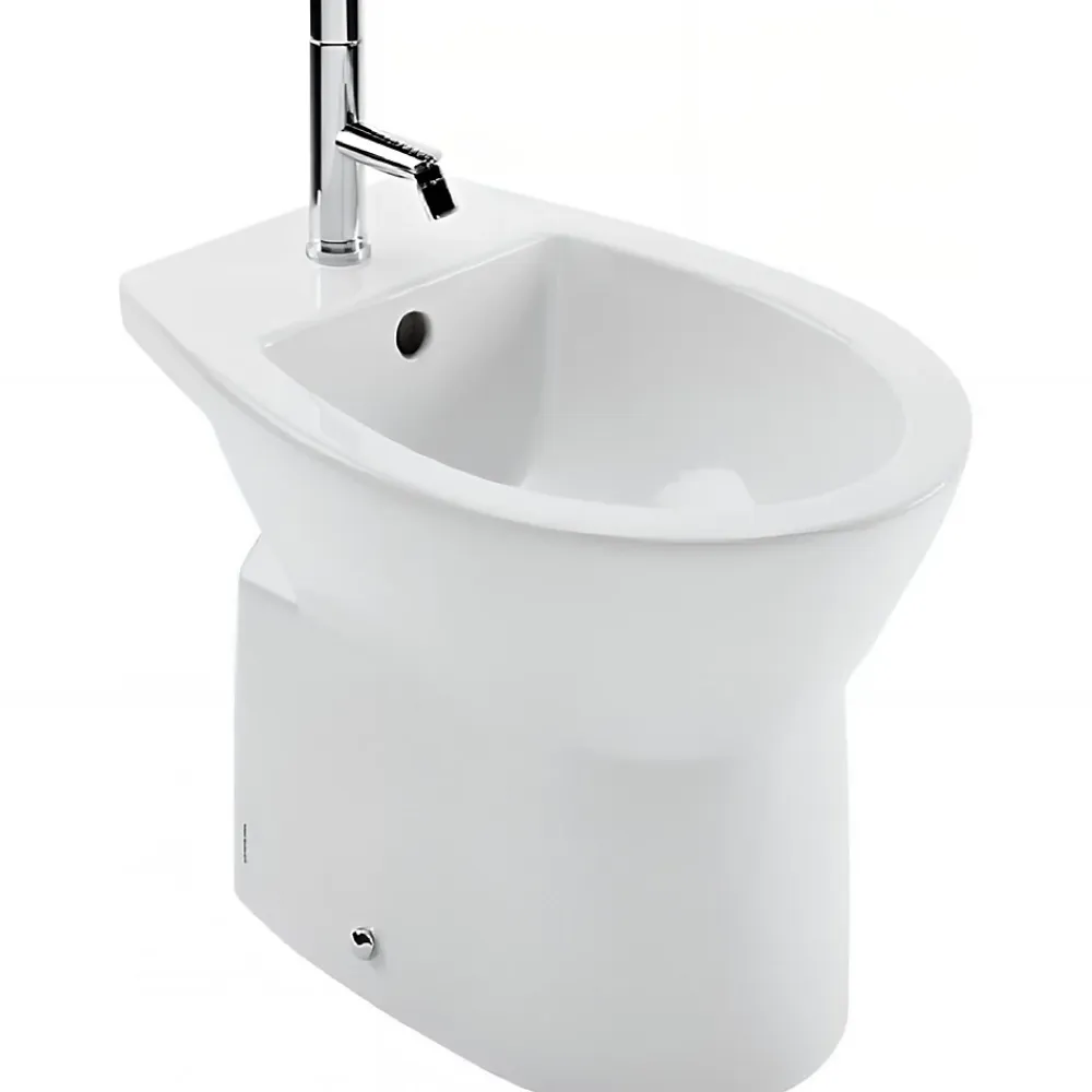 Sanindusa Bidet compact gain de place Easy céramique traditionnelle a poser au sol blanc